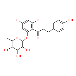 ChemSpider 2D Image | 3,5-Dihydroxy-2-[3-(4-hydroxyphenyl)propanoyl]phenyl 6-deoxyhexopyranoside | C21H24O9
