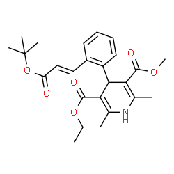 ChemSpider 2D Image | 3-Ethyl 5-methyl 4-[2-[(1E)-3-(1,1-dimethylethoxy)-3-oxo-1-propen-1-yl]phenyl]-1,4-dihydro-2,6-dimethyl-3,5-pyridinedicarboxylate | C25H31NO6