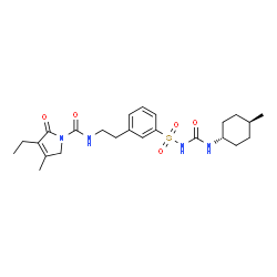 ChemSpider 2D Image | 3-Ethyl-4-methyl-N-[2-(3-{[(trans-4-methylcyclohexyl)carbamoyl]sulfamoyl}phenyl)ethyl]-2-oxo-2,5-dihydro-1H-pyrrole-1-carboxamide | C24H34N4O5S