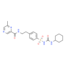 ChemSpider 2D Image | N-(2-{4-[(Cyclohexylcarbamoyl)sulfamoyl]phenyl}ethyl)-6-methyl-2-pyrazinecarboxamide | C21H27N5O4S