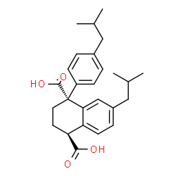 ChemSpider 2D Image | (1R,4S)-7-Isobutyl-1-(4-isobutylphenyl)-1,2,3,4-tetrahydro-1,4-naphthalenedicarboxylic acid | C26H32O4