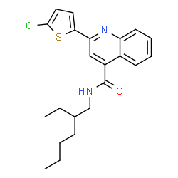 ChemSpider 2D Image | 2-(5-Chloro-2-thienyl)-N-(2-ethylhexyl)-4-quinolinecarboxamide | C22H25ClN2OS