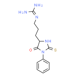 ChemSpider 2D Image | 1-[3-(5-oxo-1-phenyl-2-thioxoimidazolidin-4-yl)propyl]guanidine | C13H17N5OS