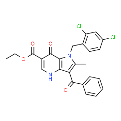 ChemSpider 2D Image | Ethyl 3-benzoyl-1-(2,4-dichlorobenzyl)-2-methyl-7-oxo-4,7-dihydro-1H-pyrrolo[3,2-b]pyridine-6-carboxylate | C25H20Cl2N2O4