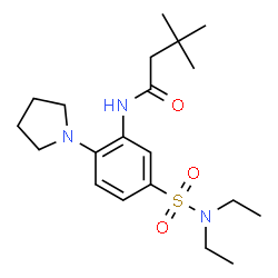 ChemSpider 2D Image | N-[5-(Diethylsulfamoyl)-2-(1-pyrrolidinyl)phenyl]-3,3-dimethylbutanamide | C20H33N3O3S