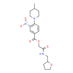 ChemSpider 2D Image | 2-Oxo-2-[(tetrahydro-2-furanylmethyl)amino]ethyl 4-(4-methyl-1-piperidinyl)-3-nitrobenzoate | C20H27N3O6