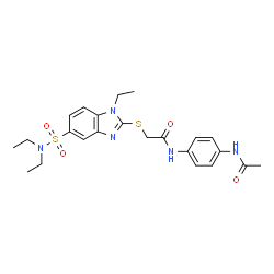 ChemSpider 2D Image | N-(4-Acetamidophenyl)-2-{[5-(diethylsulfamoyl)-1-ethyl-1H-benzimidazol-2-yl]sulfanyl}acetamide | C23H29N5O4S2