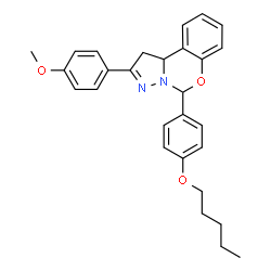 ChemSpider 2D Image | 2-(4-Methoxyphenyl)-5-[4-(pentyloxy)phenyl]-1,10b-dihydropyrazolo[1,5-c][1,3]benzoxazine | C28H30N2O3