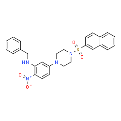 ChemSpider 2D Image | N-Benzyl-5-[4-(2-naphthylsulfonyl)-1-piperazinyl]-2-nitroaniline | C27H26N4O4S