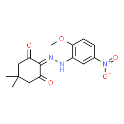 ChemSpider 2D Image | 2-[(2-Methoxy-5-nitrophenyl)hydrazono]-5,5-dimethyl-1,3-cyclohexanedione | C15H17N3O5