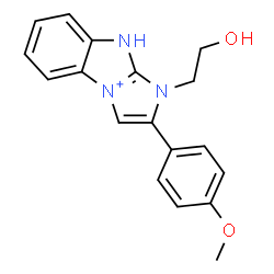 ChemSpider 2D Image | 1-(2-Hydroxyethyl)-2-(4-methoxyphenyl)-1,9-dihydroimidazo[1,2-a][3,1]benzimidazol-4-ium | C18H18N3O2