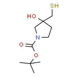 ChemSpider 2D Image | 2-Methyl-2-propanyl 3-hydroxy-3-(sulfanylmethyl)-1-pyrrolidinecarboxylate | C10H19NO3S