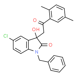 ChemSpider 2D Image | 1-Benzyl-5-chloro-3-[2-(2,5-dimethylphenyl)-2-oxoethyl]-3-hydroxy-1,3-dihydro-2H-indol-2-one | C25H22ClNO3
