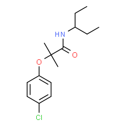 ChemSpider 2D Image | 2-(4-Chlorophenoxy)-2-methyl-N-(3-pentanyl)propanamide | C15H22ClNO2