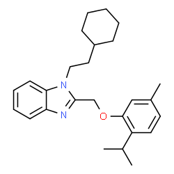 ChemSpider 2D Image | 1-(2-Cyclohexylethyl)-2-[(2-isopropyl-5-methylphenoxy)methyl]-1H-benzimidazole | C26H34N2O
