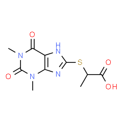 ChemSpider 2D Image | 2-[(1,3-Dimethyl-2,6-dioxo-2,3,6,7-tetrahydro-1H-purin-8-yl)sulfanyl]propanoic acid | C10H12N4O4S