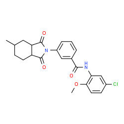 ChemSpider 2D Image | N-(5-Chloro-2-methoxyphenyl)-3-(5-methyl-1,3-dioxooctahydro-2H-isoindol-2-yl)benzamide | C23H23ClN2O4