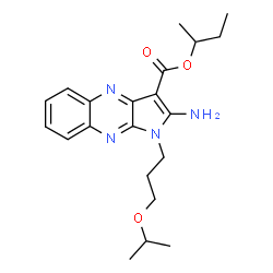 ChemSpider 2D Image | sec-Butyl 2-amino-1-(3-isopropoxypropyl)-1H-pyrrolo[2,3-b]quinoxaline-3-carboxylate | C21H28N4O3
