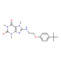 ChemSpider 2D Image | 8-{[2-(4-tert-butylphenoxy)ethyl]amino}-1,3,7-trimethyl-3,7-dihydro-1H-purine-2,6-dione | C20H27N5O3