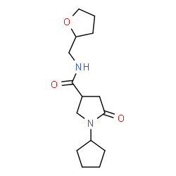 ChemSpider 2D Image | 1-Cyclopentyl-5-oxo-N-(tetrahydro-2-furanylmethyl)-3-pyrrolidinecarboxamide | C15H24N2O3