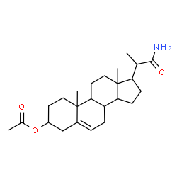 ChemSpider 2D Image | 17-(1-Amino-1-oxo-2-propanyl)-10,13-dimethyl-2,3,4,7,8,9,10,11,12,13,14,15,16,17-tetradecahydro-1H-cyclopenta[a]phenanthren-3-yl acetate | C24H37NO3