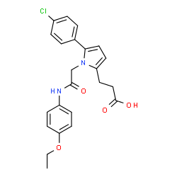 ChemSpider 2D Image | 3-[5-(4-Chlorophenyl)-1-{2-[(4-ethoxyphenyl)amino]-2-oxoethyl}-1H-pyrrol-2-yl]propanoic acid | C23H23ClN2O4