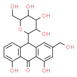 ChemSpider 2D Image | 1,5-Anhydro-1-[4,5-dihydroxy-2-(hydroxymethyl)-10-oxo-9,10-dihydro-9-anthracenyl]hexitol | C21H22O9