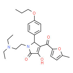 ChemSpider 2D Image | 1-[2-(Diethylamino)ethyl]-3-hydroxy-4-(5-methyl-2-furoyl)-5-(4-propoxyphenyl)-1,5-dihydro-2H-pyrrol-2-one | C25H32N2O5