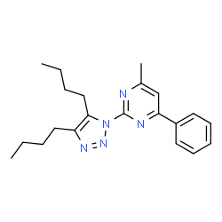 ChemSpider 2D Image | 2-(4,5-Dibutyl-1H-1,2,3-triazol-1-yl)-4-methyl-6-phenylpyrimidine | C21H27N5