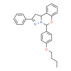 ChemSpider 2D Image | 5-(4-Butoxyphenyl)-2-phenyl-1,10b-dihydropyrazolo[1,5-c][1,3]benzoxazine | C26H26N2O2