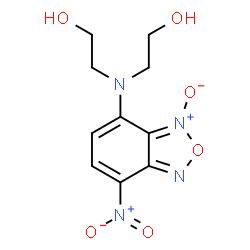 ChemSpider 2D Image | 2,2'-[(7-Nitro-3-oxido-2,1,3-benzoxadiazol-4-yl)imino]diethanol | C10H12N4O6