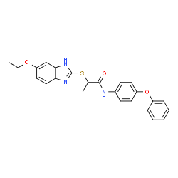 ChemSpider 2D Image | 2-[(6-Ethoxy-1H-benzimidazol-2-yl)sulfanyl]-N-(4-phenoxyphenyl)propanamide | C24H23N3O3S
