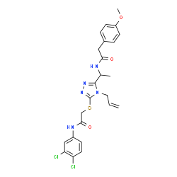 ChemSpider 2D Image | 2-{[4-Allyl-5-(1-{[(4-methoxyphenyl)acetyl]amino}ethyl)-4H-1,2,4-triazol-3-yl]sulfanyl}-N-(3,4-dichlorophenyl)acetamide | C24H25Cl2N5O3S