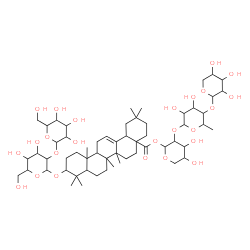 ChemSpider 2D Image | Pentopyranosyl-(1->4)-6-deoxyhexopyranosyl-(1->2)-1-O-{3-[(2-O-hexopyranosylhexopyranosyl)oxy]-28-oxoolean-12-en-28-yl}pentopyranose | C58H94O25
