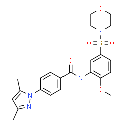 ChemSpider 2D Image | 4-(3,5-dimethyl-1-pyrazolyl)-N-[2-methoxy-5-(4-morpholinylsulfonyl)phenyl]benzamide | C23H26N4O5S