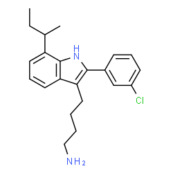 ChemSpider 2D Image | 4-[7-sec-Butyl-2-(3-chlorophenyl)-1H-indol-3-yl]-1-butanamine | C22H27ClN2