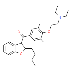 ChemSpider 2D Image | (2-Butyl-2,3-dihydro-1-benzofuran-3-yl){4-[2-(diethylamino)ethoxy]-3,5-diiodophenyl}methanone | C25H31I2NO3