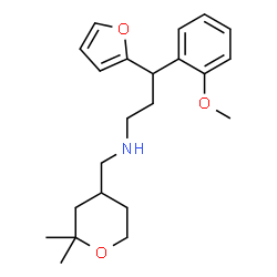 ChemSpider 2D Image | N-[(2,2-Dimethyltetrahydro-2H-pyran-4-yl)methyl]-3-(2-furyl)-3-(2-methoxyphenyl)-1-propanamine | C22H31NO3