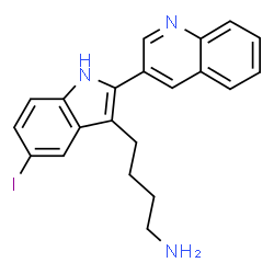 ChemSpider 2D Image | 4-[5-Iodo-2-(3-quinolinyl)-1H-indol-3-yl]-1-butanamine | C21H20IN3