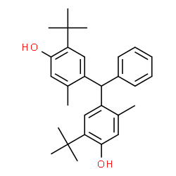 ChemSpider 2D Image | 4,4'-(Phenylmethylene)bis[5-methyl-2-(2-methyl-2-propanyl)phenol] | C29H36O2