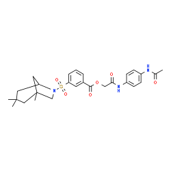 ChemSpider 2D Image | 2-[(4-Acetamidophenyl)amino]-2-oxoethyl 3-[(1,3,3-trimethyl-6-azabicyclo[3.2.1]oct-6-yl)sulfonyl]benzoate | C27H33N3O6S