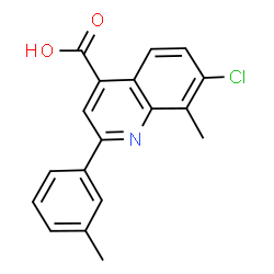 ChemSpider 2D Image | 7-Chloro-8-methyl-2-(m-tolyl)quinoline-4-carboxylic acid | C18H14ClNO2
