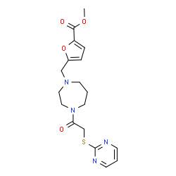 ChemSpider 2D Image | Methyl 5-({4-[(2-pyrimidinylsulfanyl)acetyl]-1,4-diazepan-1-yl}methyl)-2-furoate | C18H22N4O4S