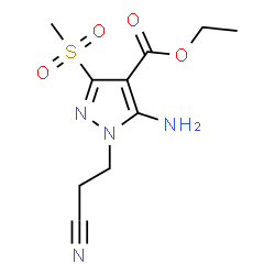 ChemSpider 2D Image | Ethyl 5-amino-1-(2-cyanoethyl)-3-(methylsulfonyl)-1H-pyrazole-4-carboxylate | C10H14N4O4S