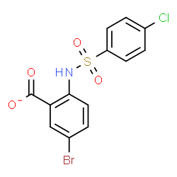ChemSpider 2D Image | 5-Bromo-2-{[(4-chlorophenyl)sulfonyl]amino}benzoate | C13H8BrClNO4S