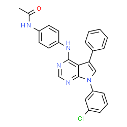 ChemSpider 2D Image | N-(4-{[7-(3-Chlorophenyl)-5-phenyl-7H-pyrrolo[2,3-d]pyrimidin-4-yl]amino}phenyl)acetamide | C26H20ClN5O