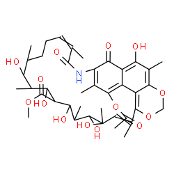 ChemSpider 2D Image | Methyl 2-acetoxy-12,14,16,18,19,28-hexahydroxy-3,7,11,13,17,19,21,27-octamethyl-6,31-dioxo-23,25-dioxa-5-azatetracyclo[20.7.1.1~4,29~.0~26,30~]hentriaconta-1,3,7,20,22(30),26,28-heptaene-15-carboxylat
e | C40H53NO14