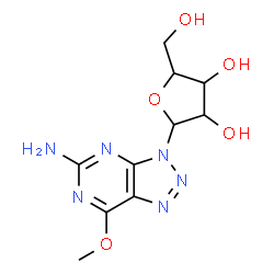 ChemSpider 2D Image | 7-Methoxy-3-pentofuranosyl-3H-[1,2,3]triazolo[4,5-d]pyrimidin-5-amine | C10H14N6O5