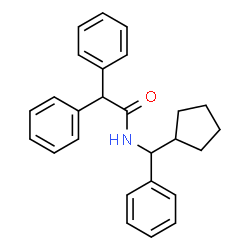 ChemSpider 2D Image | N-[Cyclopentyl(phenyl)methyl]-2,2-diphenylacetamide | C26H27NO