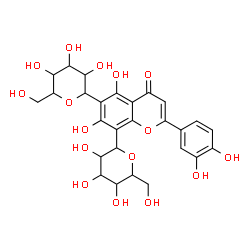 ChemSpider 2D Image | 2-(3,4-Dihydroxyphenyl)-5,7-dihydroxy-6,8-bis[3,4,5-trihydroxy-6-(hydroxymethyl)tetrahydro-2H-pyran-2-yl]-4H-chromen-4-one | C27H30O16